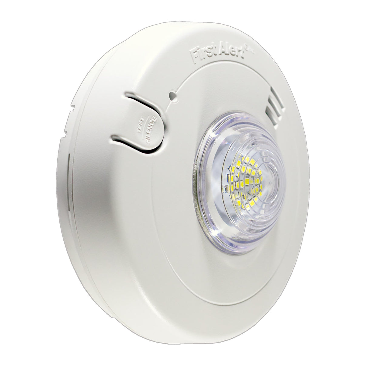 Hardwired Photoelectric Smoke Alarm & LED Strobe Side view