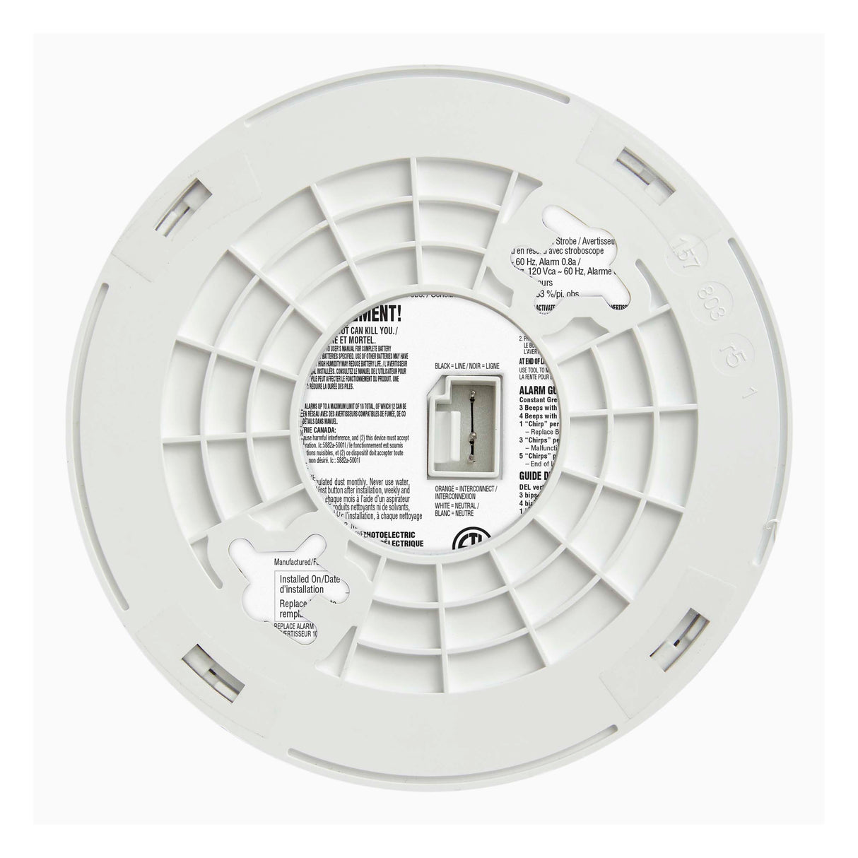 7030BSLA Back - Combo Smoke and CO Alarm