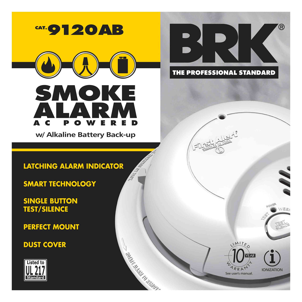 Carton - Hardwired Ionization Smoke Alarm with Alkaline Battery Backup