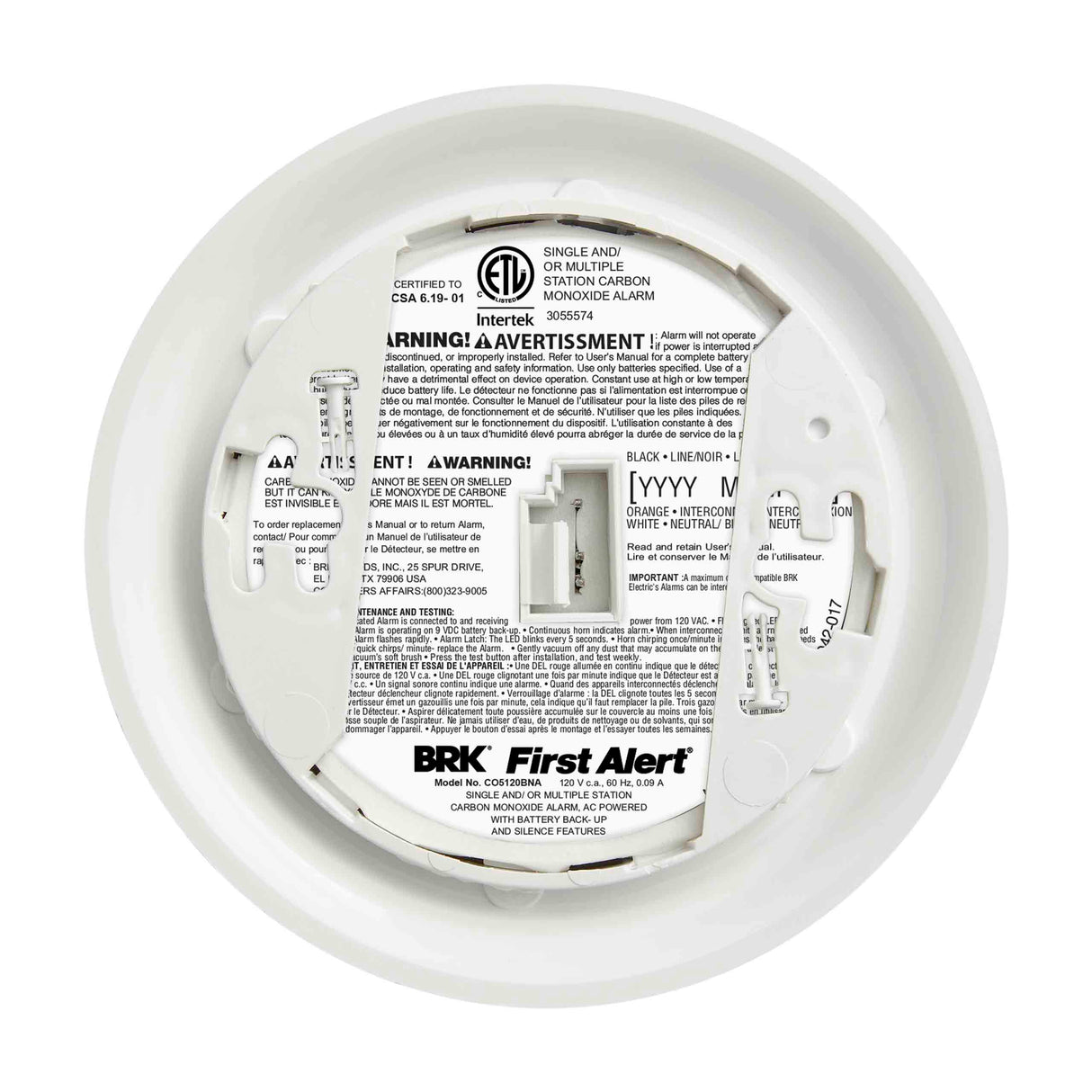 CO5120BNA - CO Alarm w/Battery Back-up