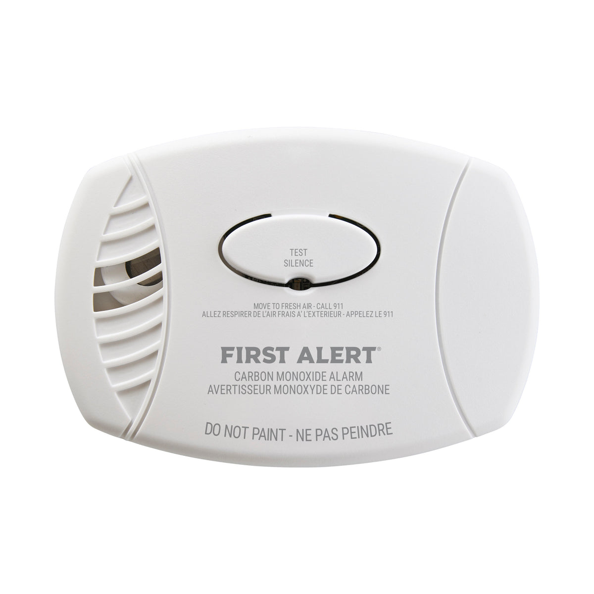 Front facing white CO7B01A Battery CO alarm
