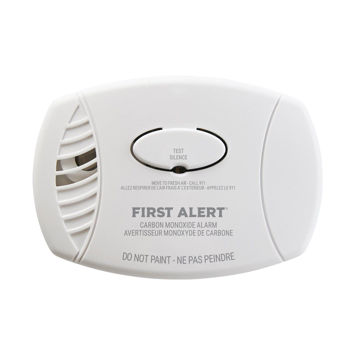 Front facing white CO7P01A Plug-in CO alarm