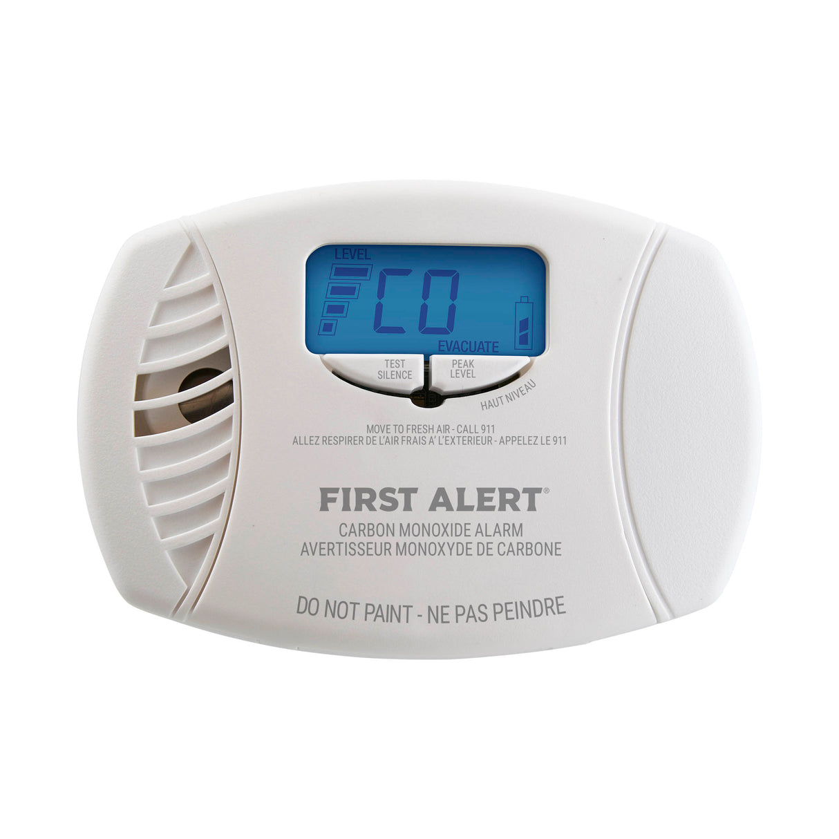 Front Facing CO7P01DA Plug-In CO Alarm with display