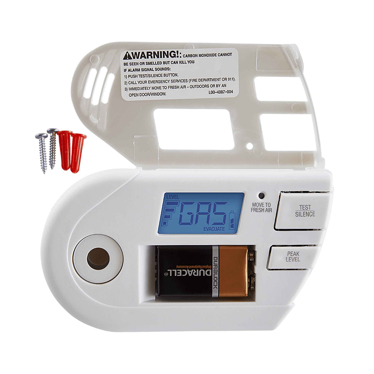 Combo Explosive Gas and CO Alarm with mounting plate, screws and anchors