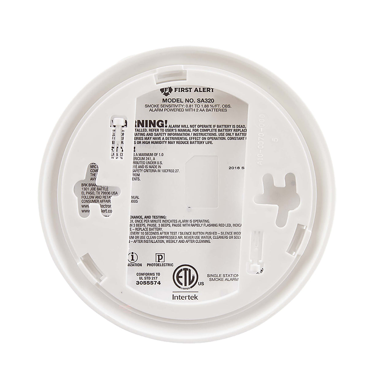 Smoke Alarm back view