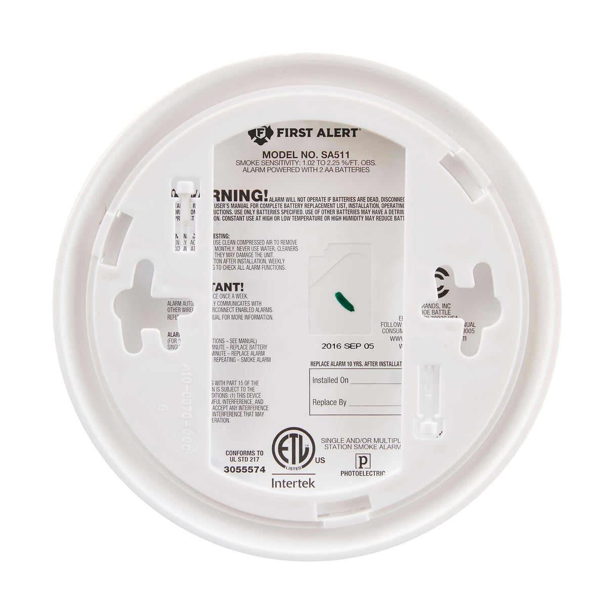 Back - Interconnected Wireless Smoke Alarm with Voice Location