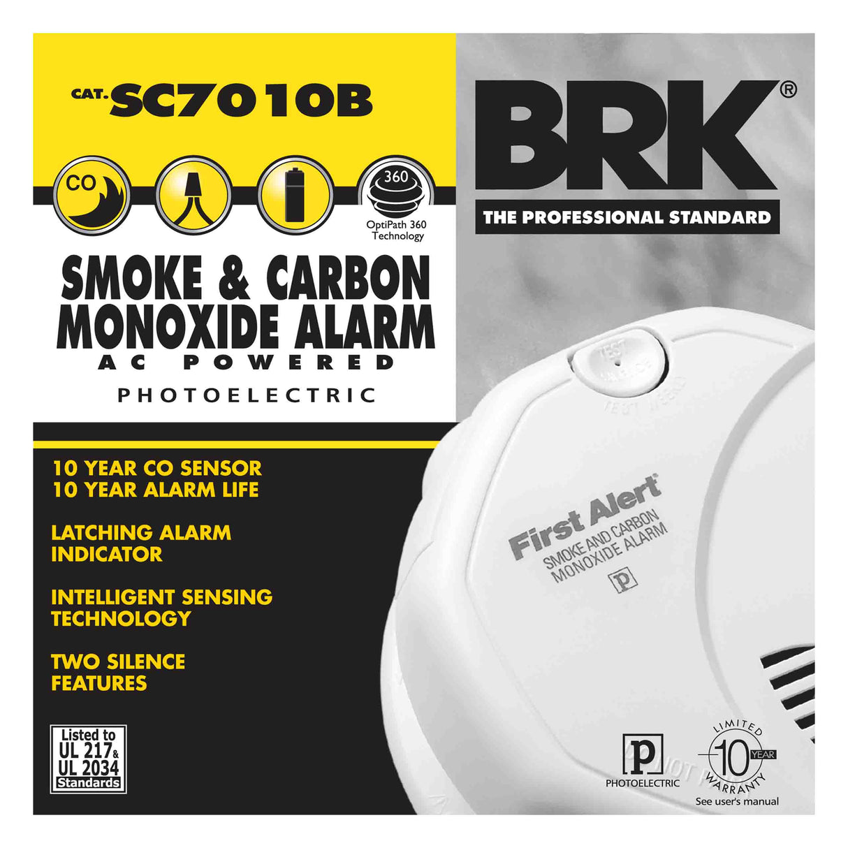 Carton - Hardwired Combination Photoelectric Smoke and Carbon Monoxide Alarm with Battery Backup