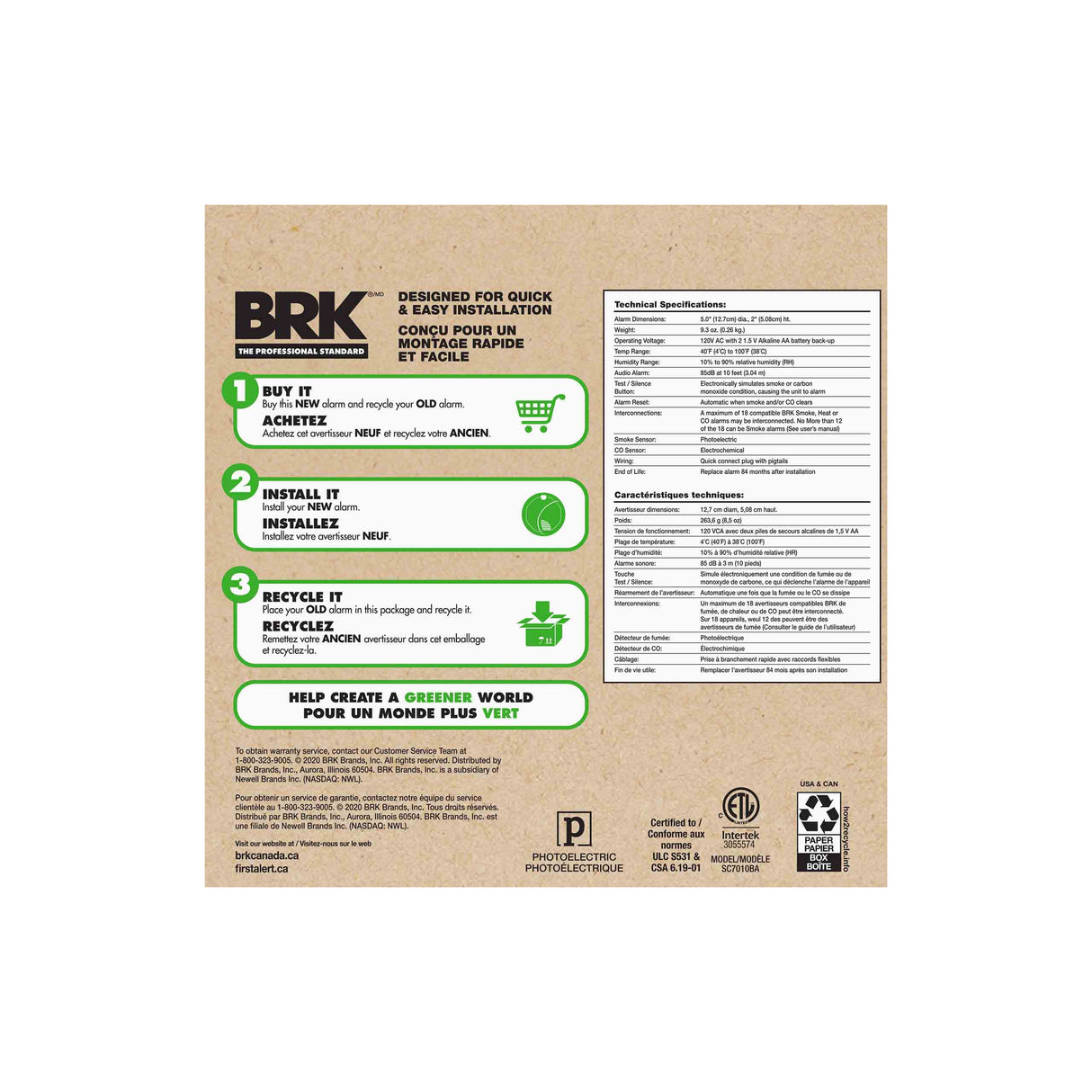 Hardwired Photo Smoke/CO Combo with AA Battery Backup - Zero Waste