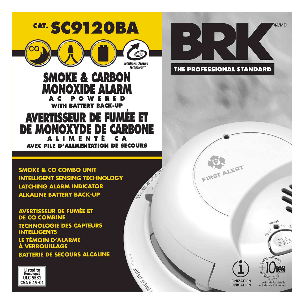 SC9120BA Front Carton Combo Smoke & CO Alarm. Canada