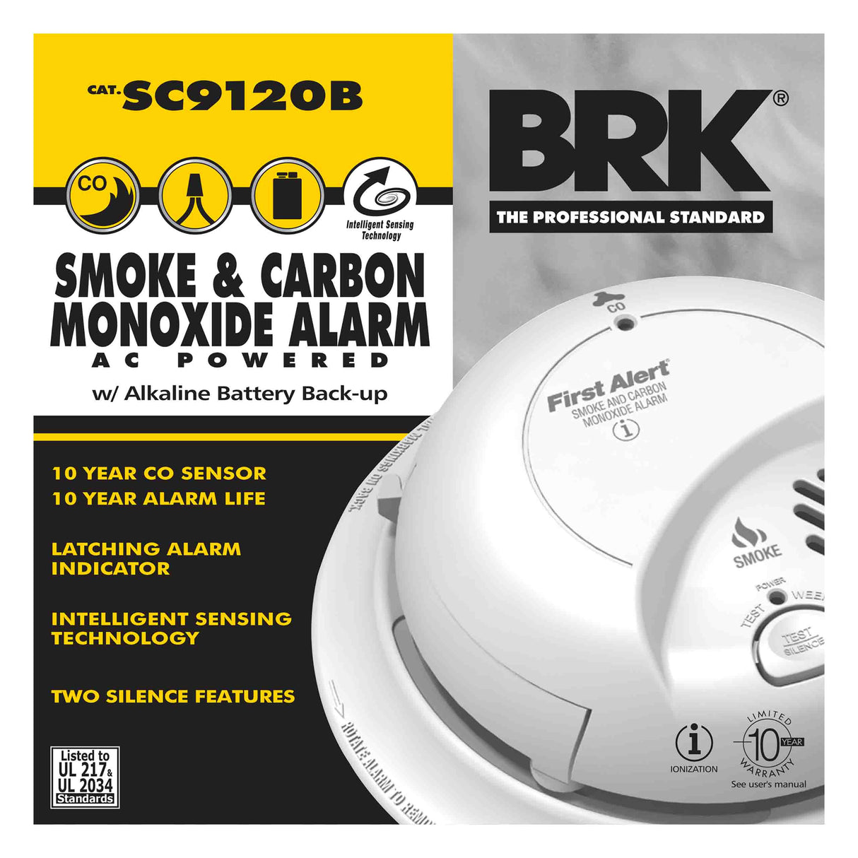 Carton - Hardwired Smoke and Carbon Monoxide Alarm with Battery Backup - Ionization - Electochemical