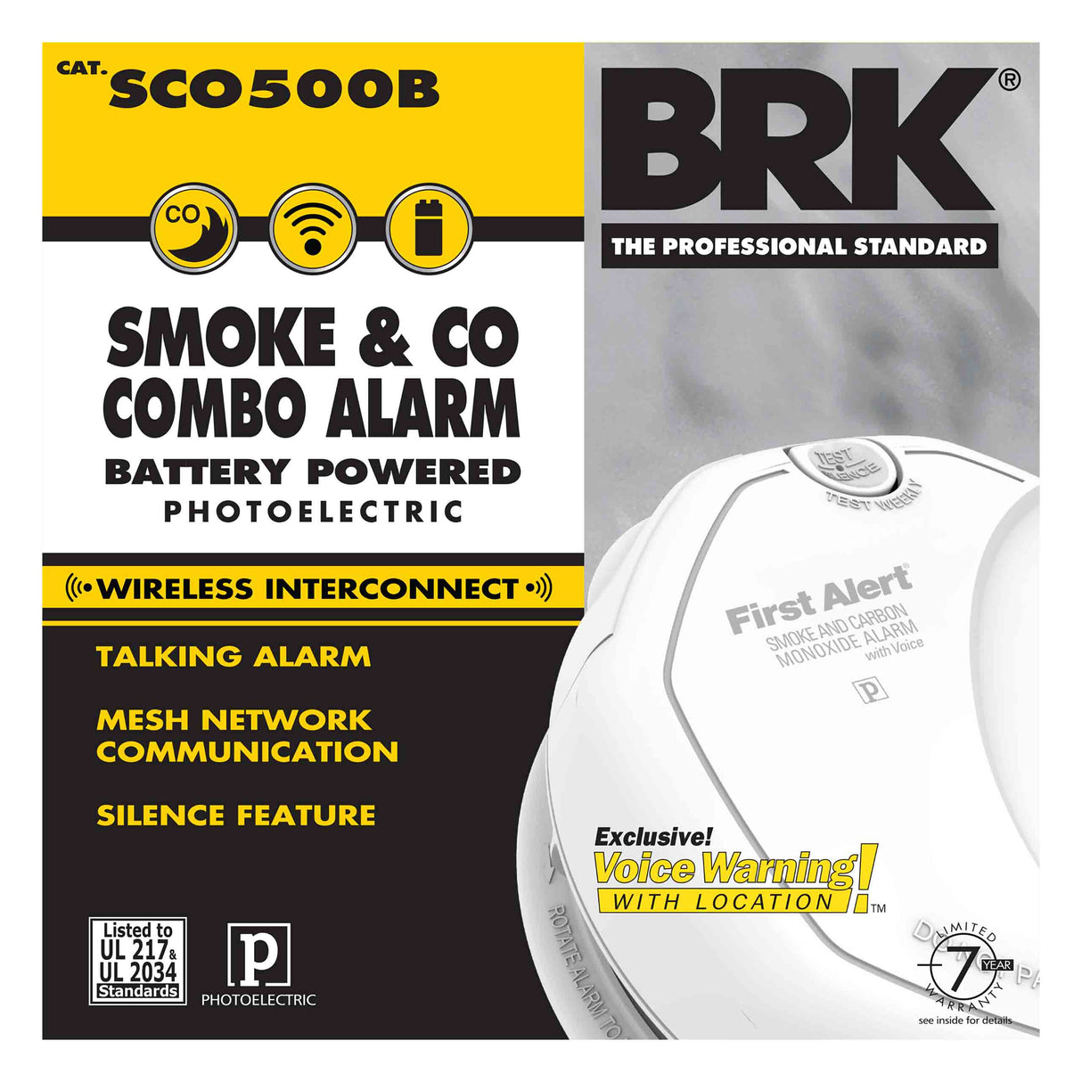 Carton - Wireless Interconnected Photoelectric Smoke and CO Combo Alarm with Voice and Location