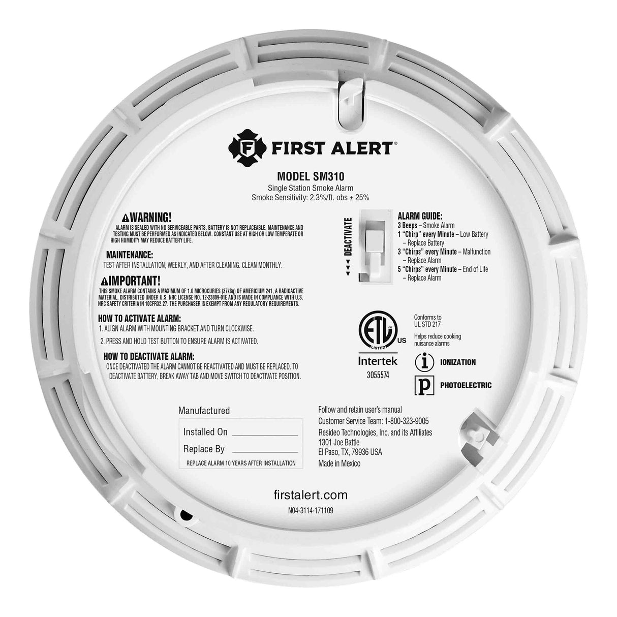 10-Year Sealed Battery Dual Sensor Smoke Alarm