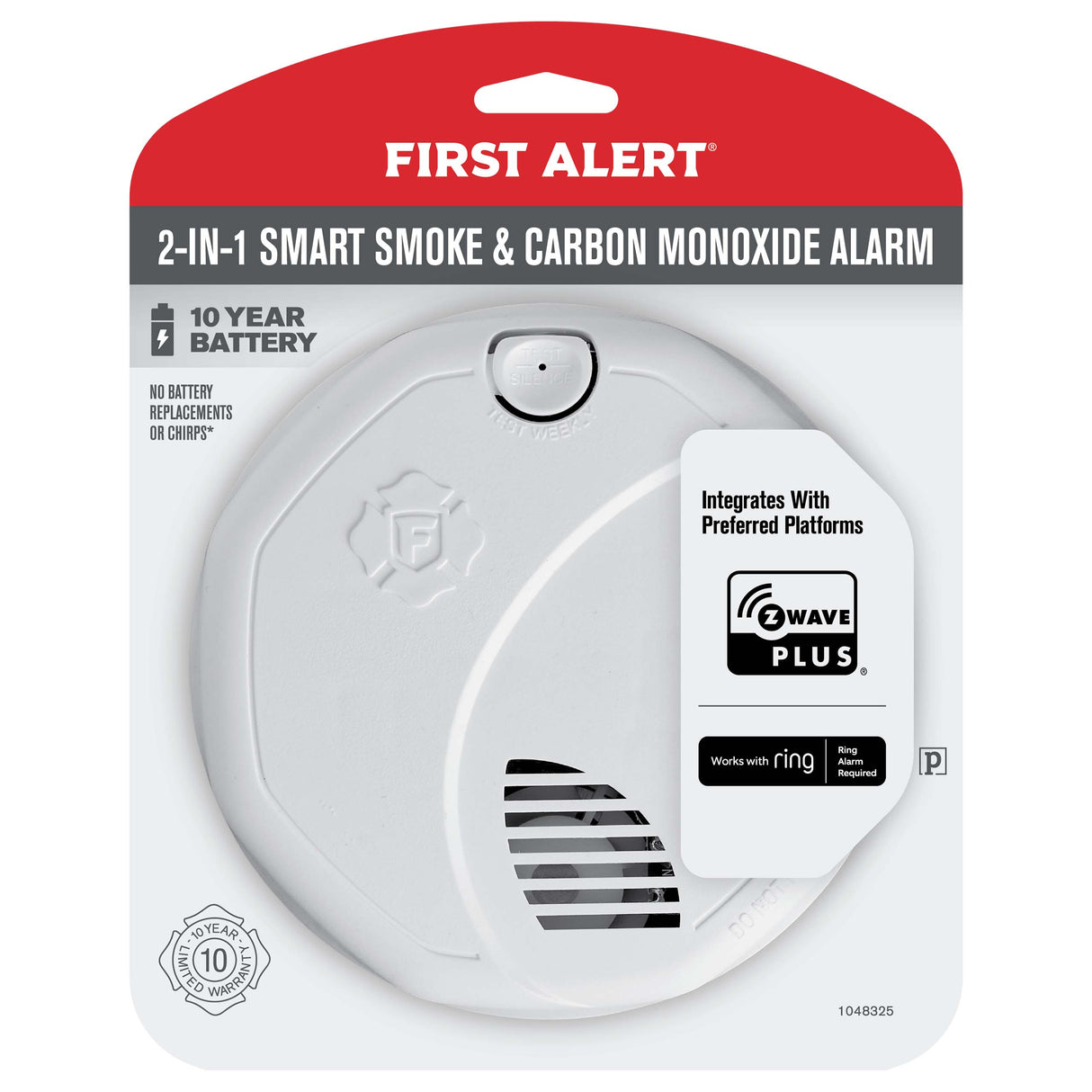 Z-WAVE Plus Smart Smoke and CO Alarm works with Ring - Front - In Packaging