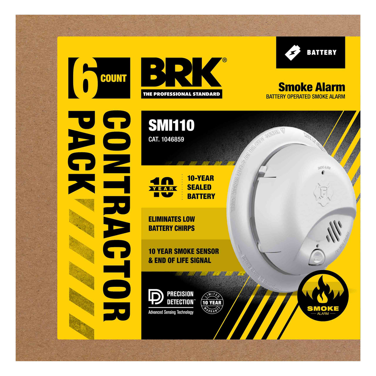 Smoke Alarm front of package 6 pack