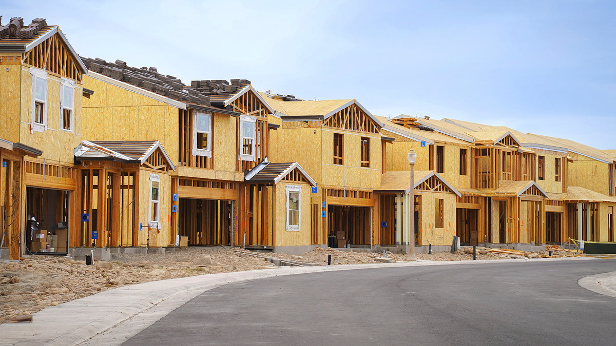 Newly constructed houses in a residential neighborhood