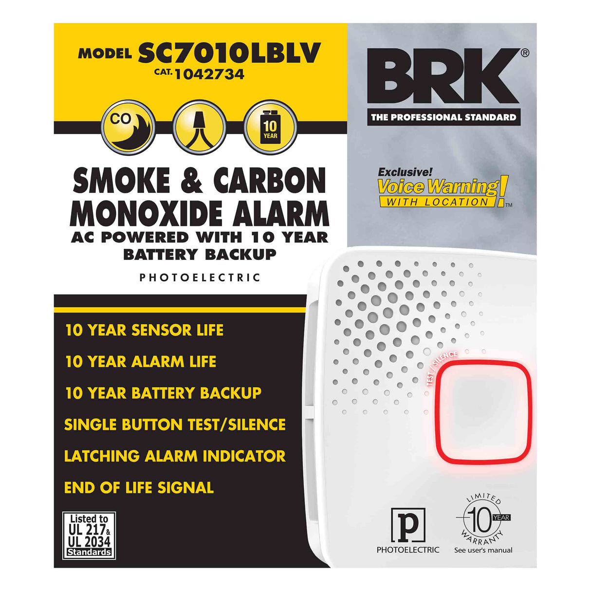 Carton - Hardwired Photoelectric Combination Smoke and CO Alarm with Voice and Sealed Backup Battery