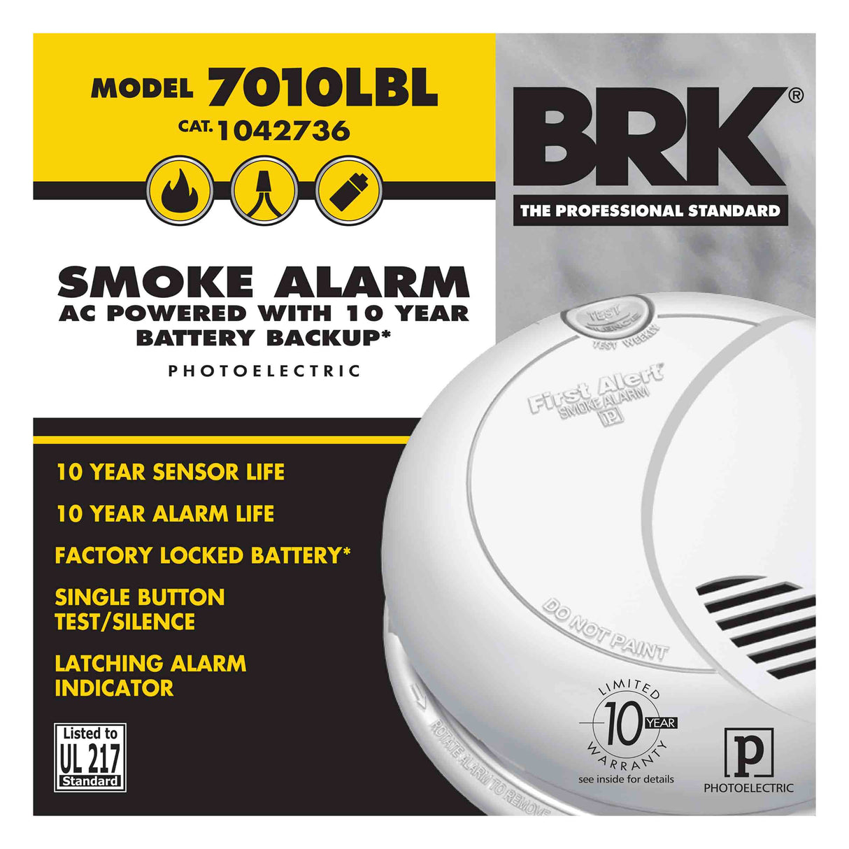 Carton - Hardwired Photoelectric Smoke Alarm with 10-Year Lithium Battery Backup
