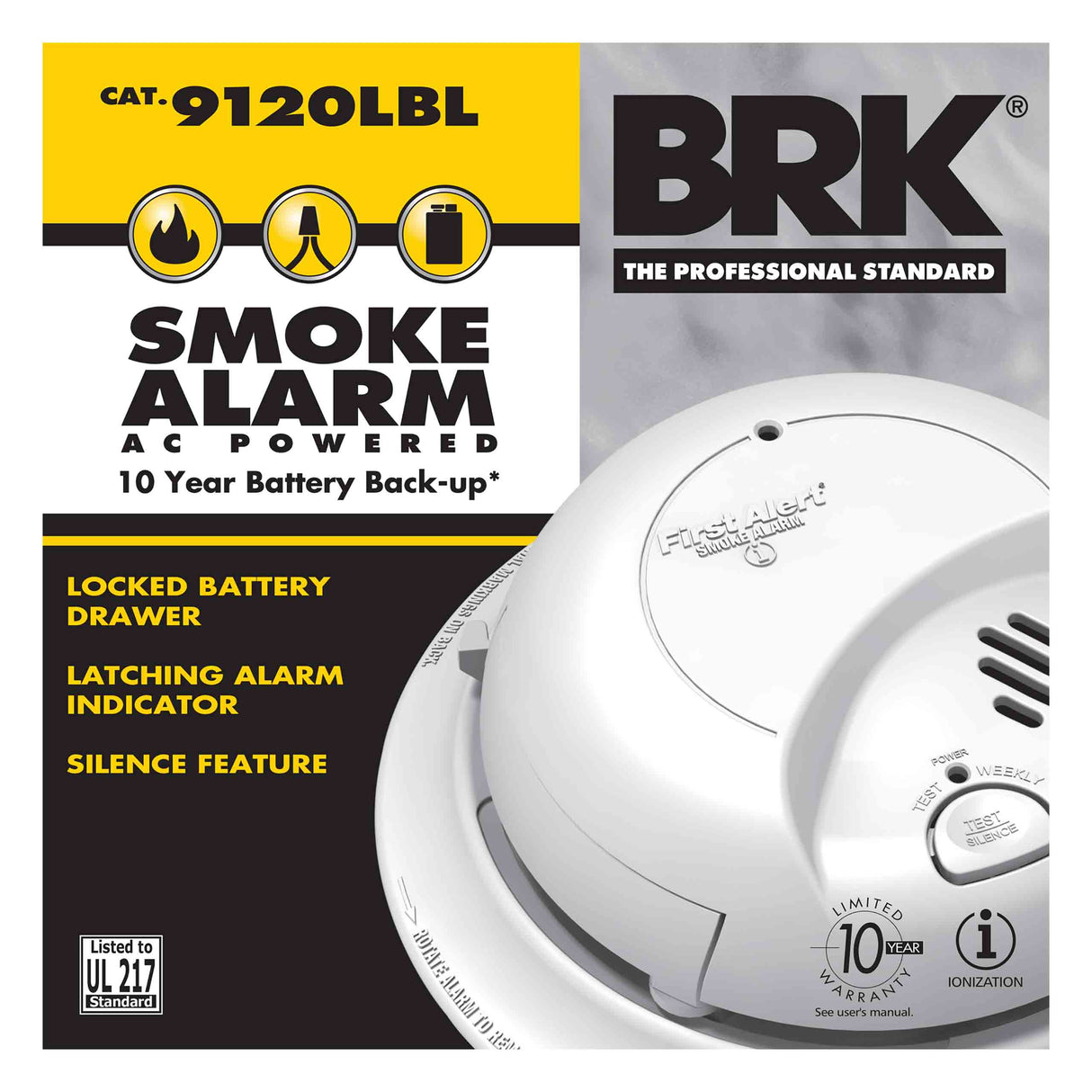 Carton - Hardwired Ionization Smoke Alarm with 10 Year Battery Backup