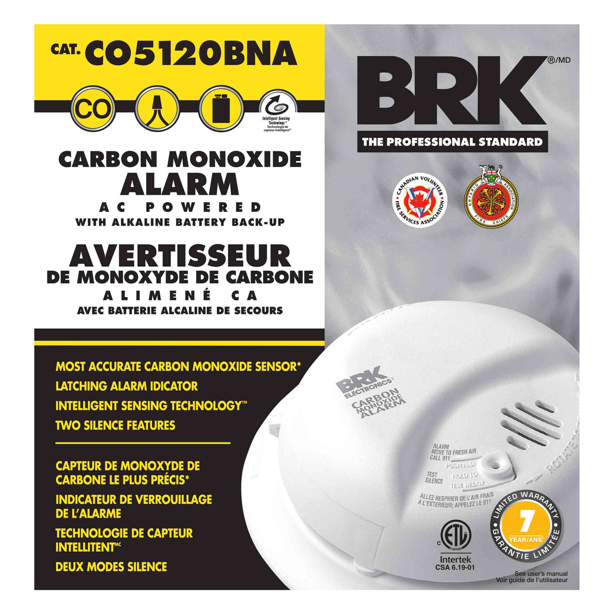 CO5120BNA - CO Alarm w/Battery Back-up