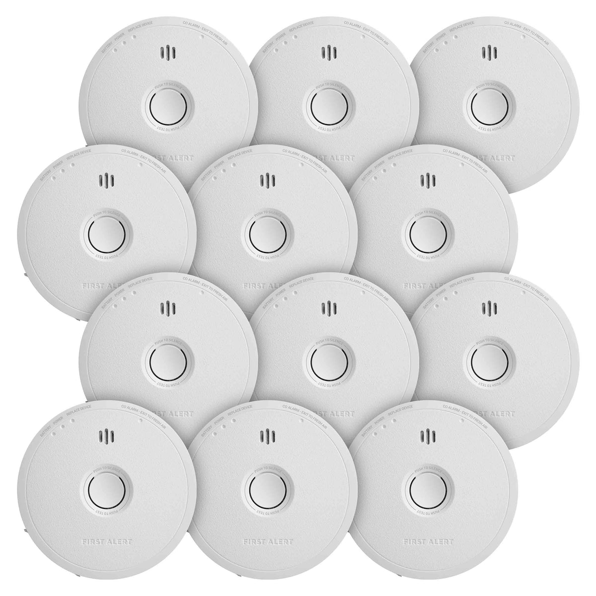 Front view of CO6W01 12-pack Hardwired CO Alarm with Battery Backup - US