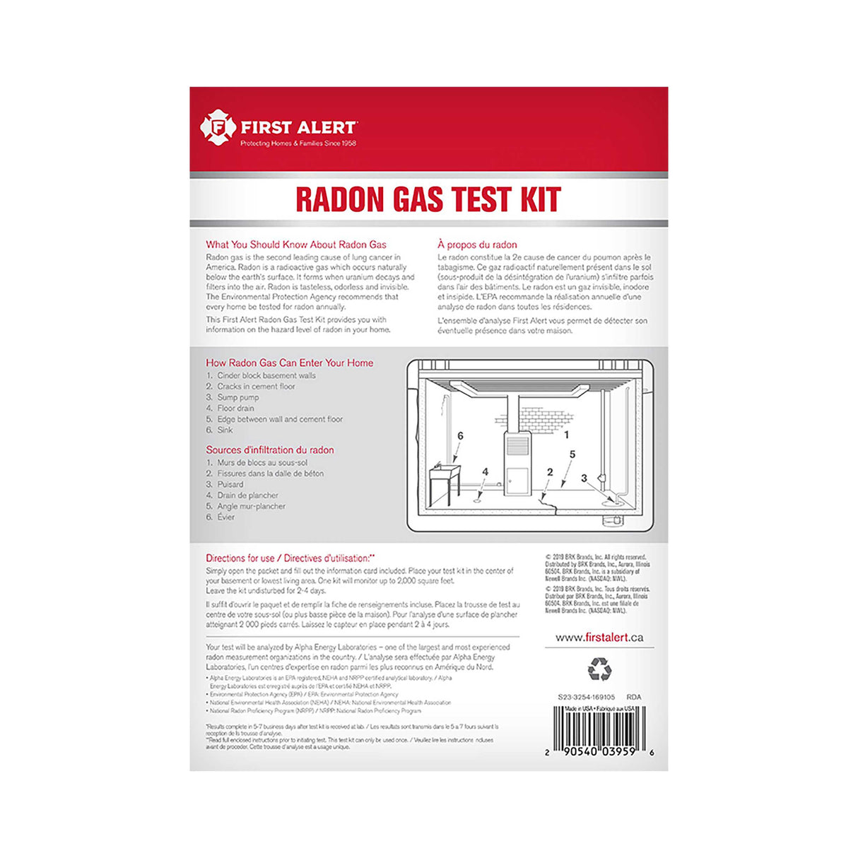 Home Radon Test Kit - Back