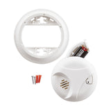 SkuImg;1039796;SA303CN3_Accs_900x900px.jpg;Smoke Alarm with mounting plate, side battery drawer open, anchors and screws