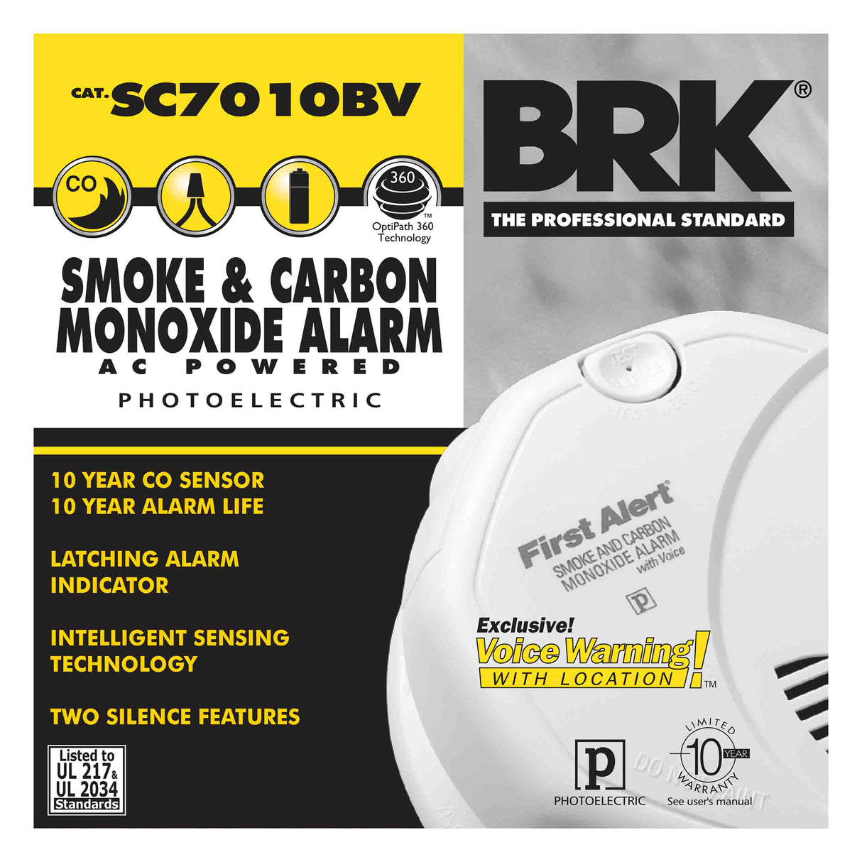 Carton - Hardwired Talking Photoelectric Smoke and CO Alarm - Photoelectric - Electrochemical