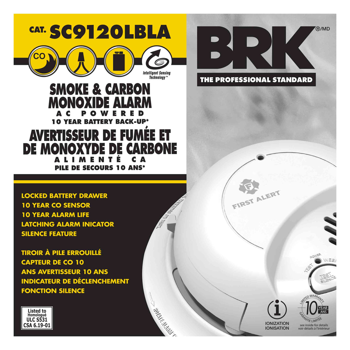 Combo Smoke & CO Alarm w/10-Year Battery Backup
