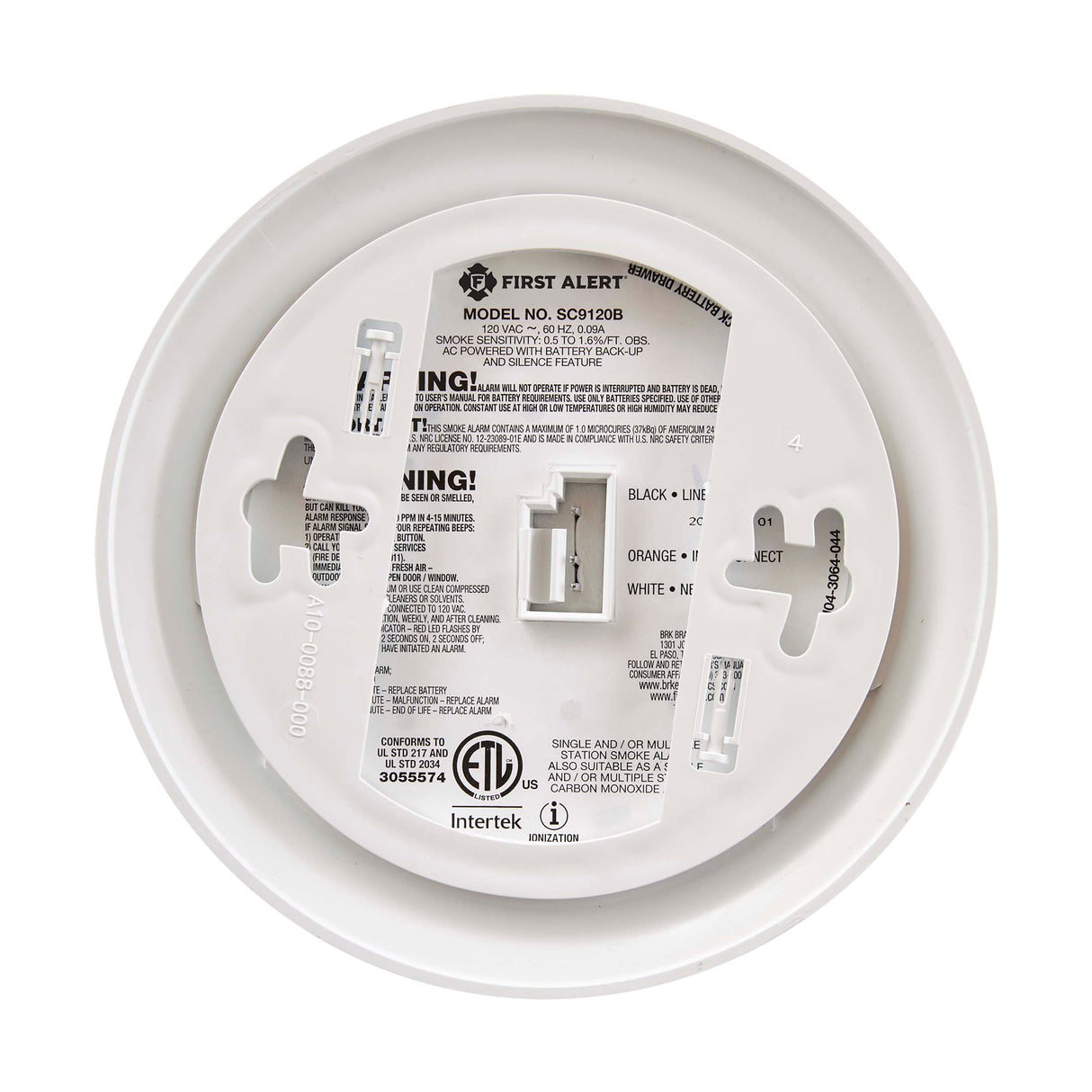 Back - Hardwired Smoke and Carbon Monoxide Alarm with 10 Year Sealed Battery Backup