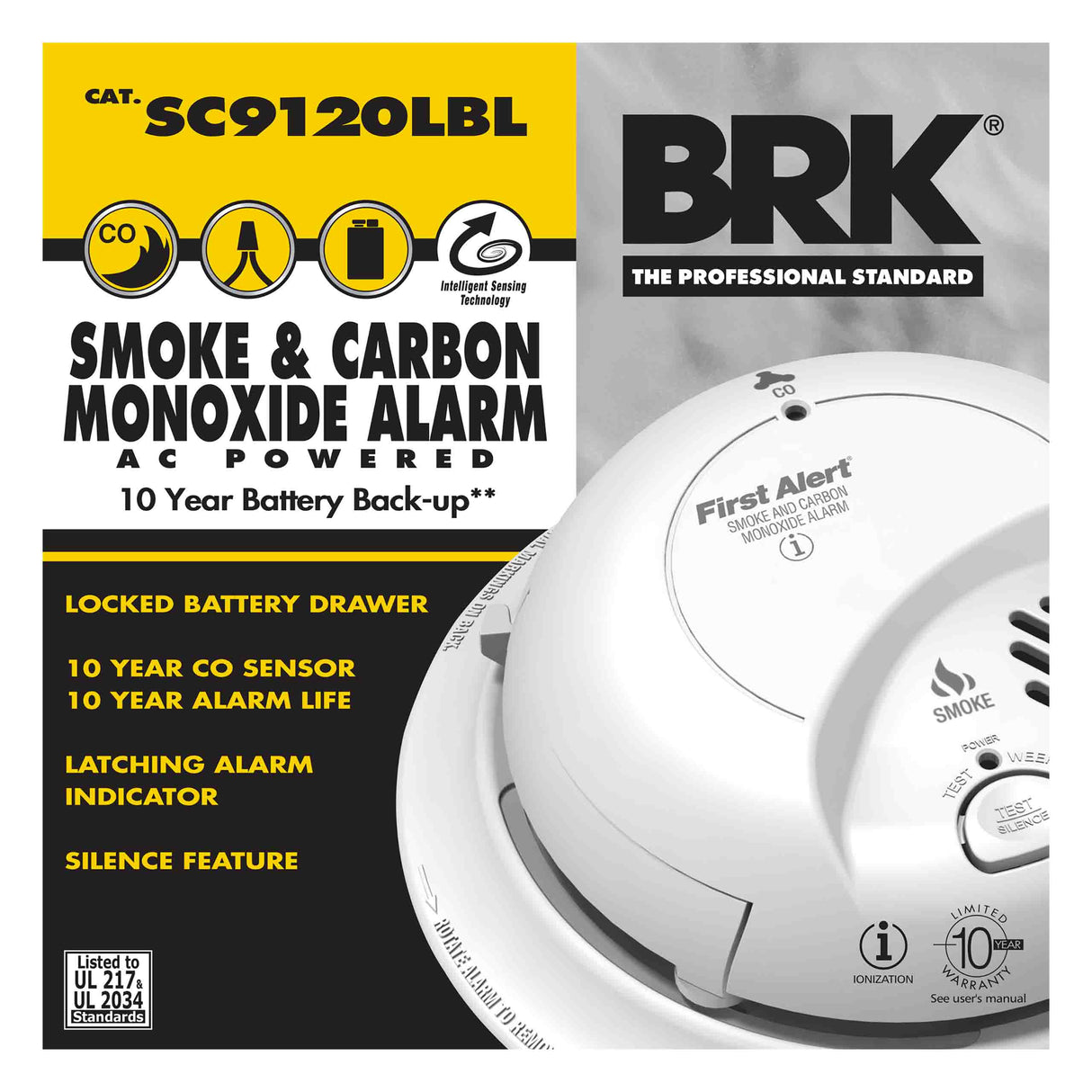 Carton - Hardwired Smoke and Carbon Monoxide Alarm with 10 Year Sealed Battery Backup