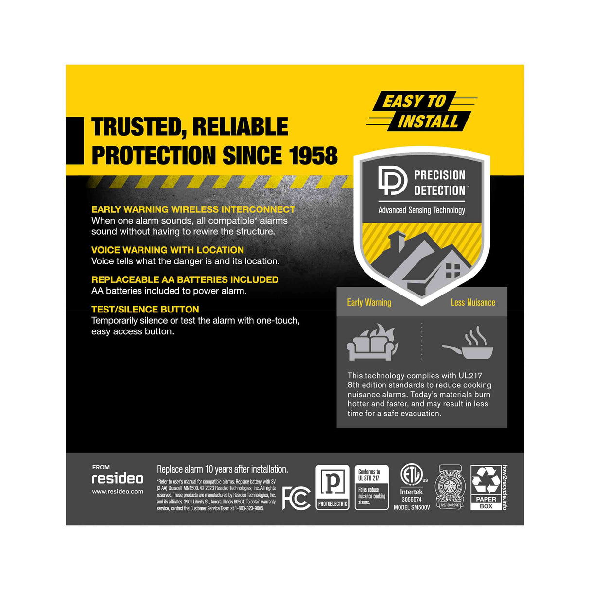 Interconnect Battery-Operated Smoke Alarm with Voice Alerts