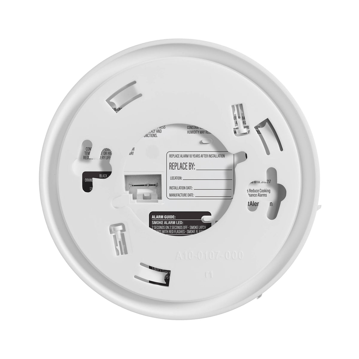 Back view SM6W01 Hardwire Smoke Alarm with Battery Backup  - with mounting plate - US