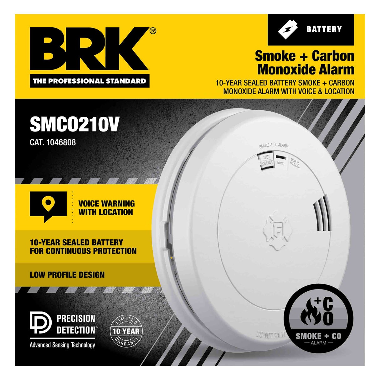 10-Year Battery 2-in-1 Smoke and CO Alarm with Voice Alerts