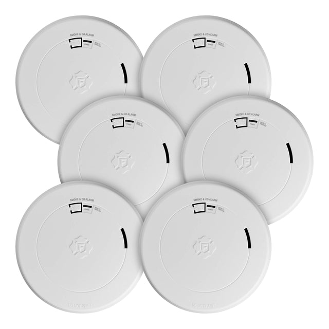ProdImg;SMCO210;SMCO210_6Pack_c12-6.jpg;10-Year Battery 2-in-1 Smoke and CO Alarm with Slim Profile Design - 6 Pack