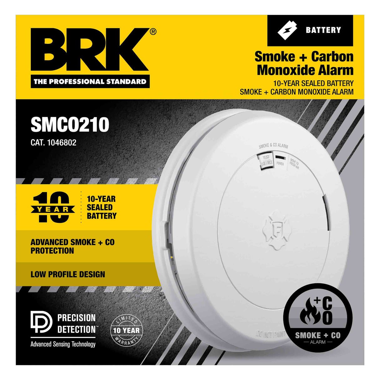 10-Year Battery 2-in-1 Smoke and CO Alarm with Slim Profile Design