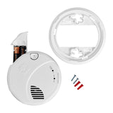 SkuImg;1046815;SMCO500V_c5-6.jpg; Smoke and CO Alarm with mounting plate, showing battery, anchors, and screws