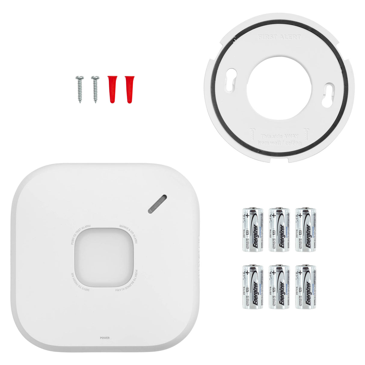 Battery powered Smart Smoke and CO Alarm kit contents