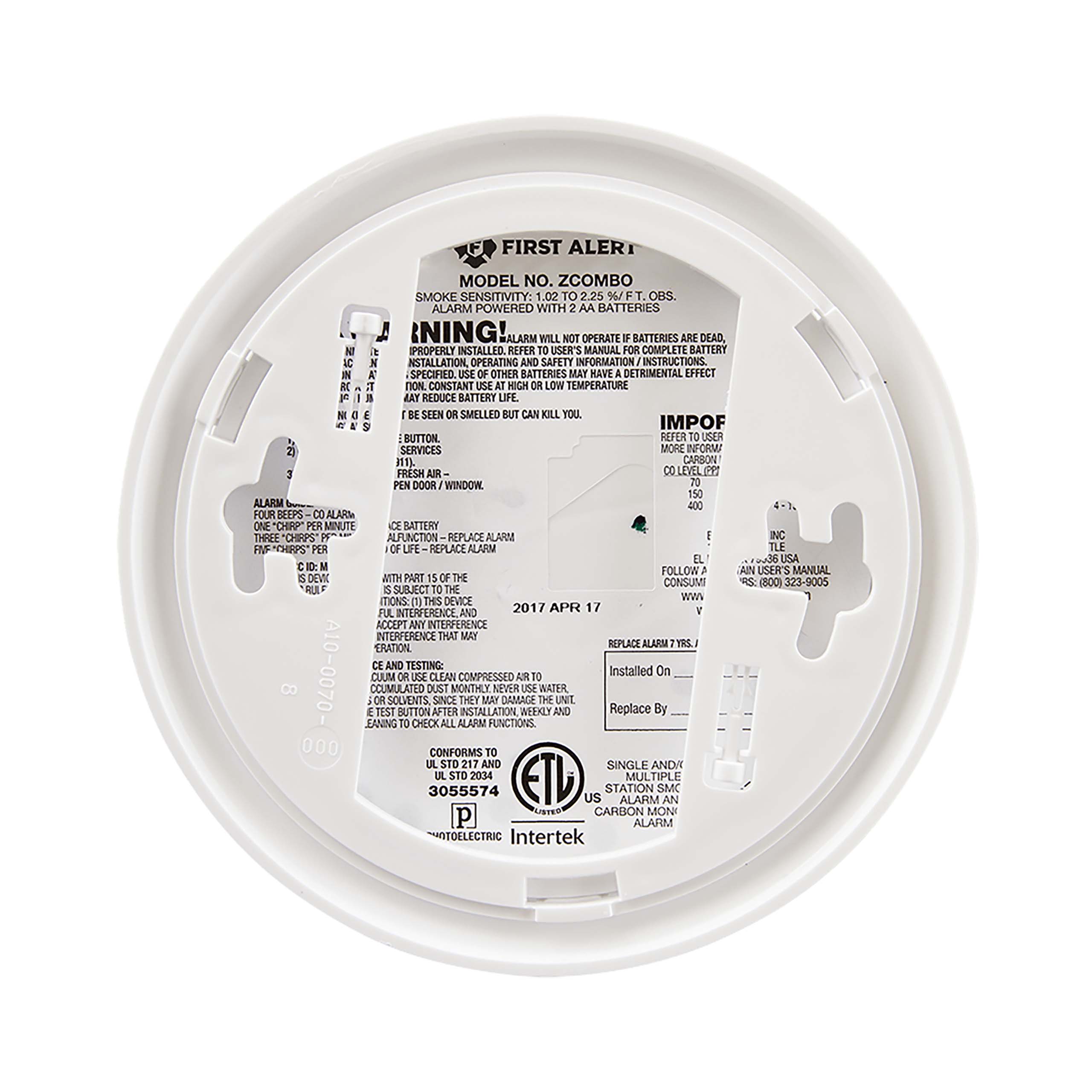 ZCOMBO Z-Wave enabled Battery Smoke/CO Combo Alarm