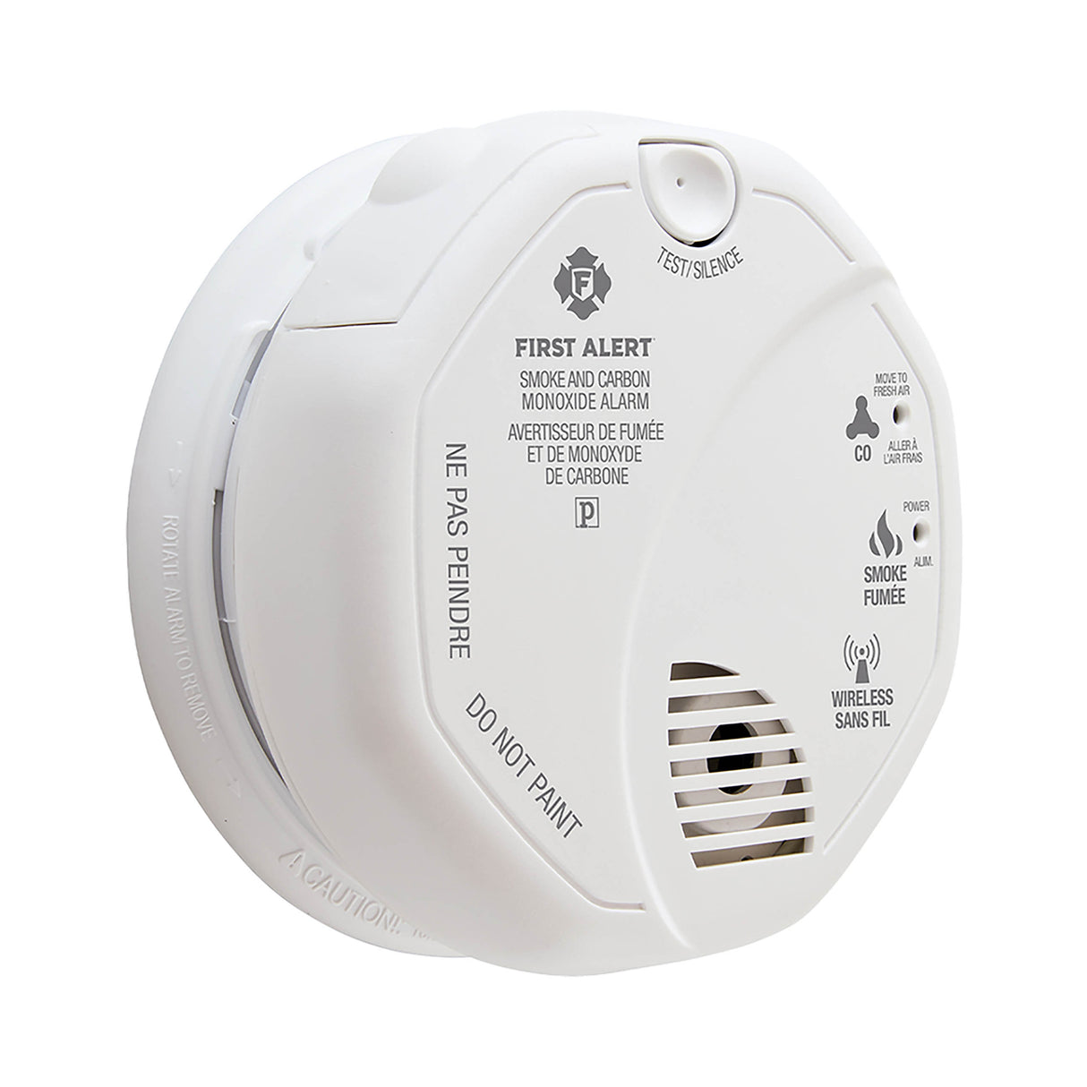 ZCOMBOA Wireless Smoke and Carbon Monoxide Alarm Works with ZWAV Ring - At An Angle